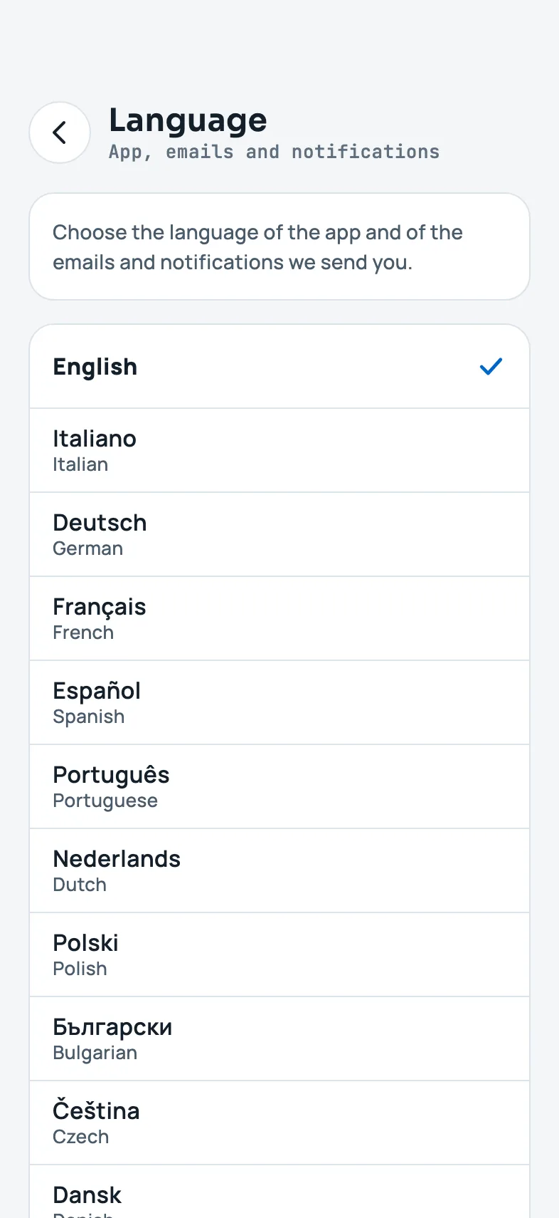Triar l'idioma