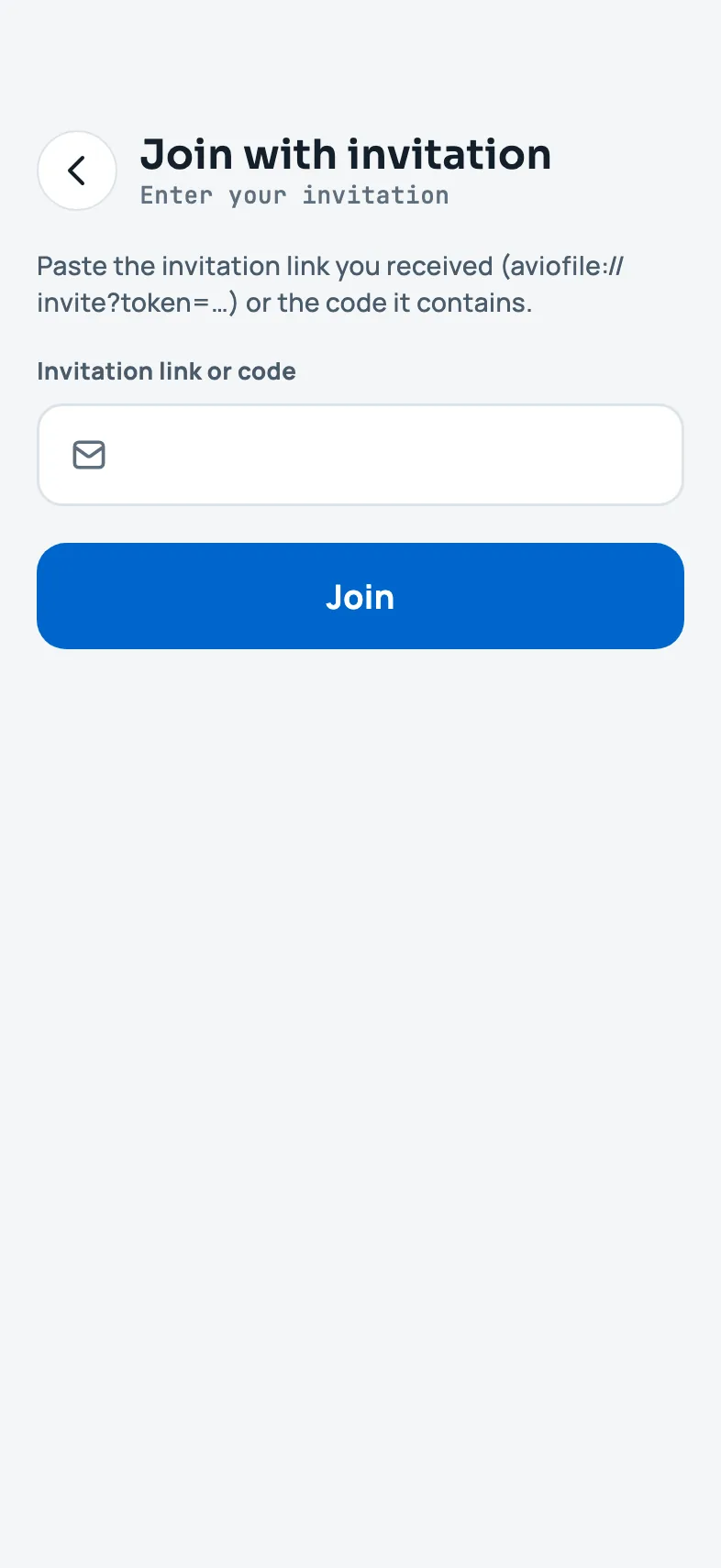 La pantalla per unir-se amb una invitació