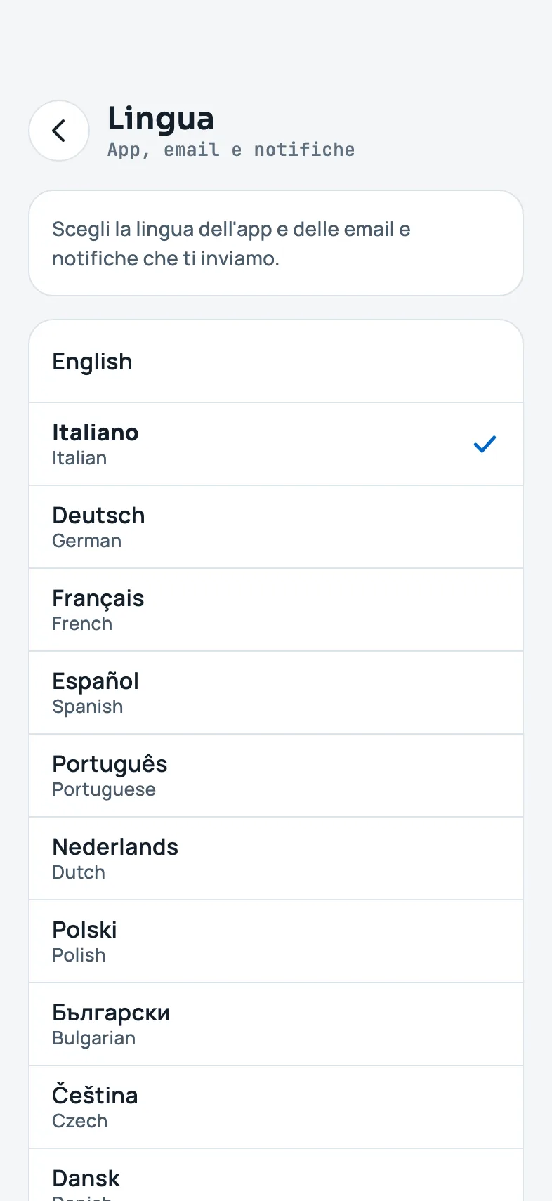 La scelta della lingua
