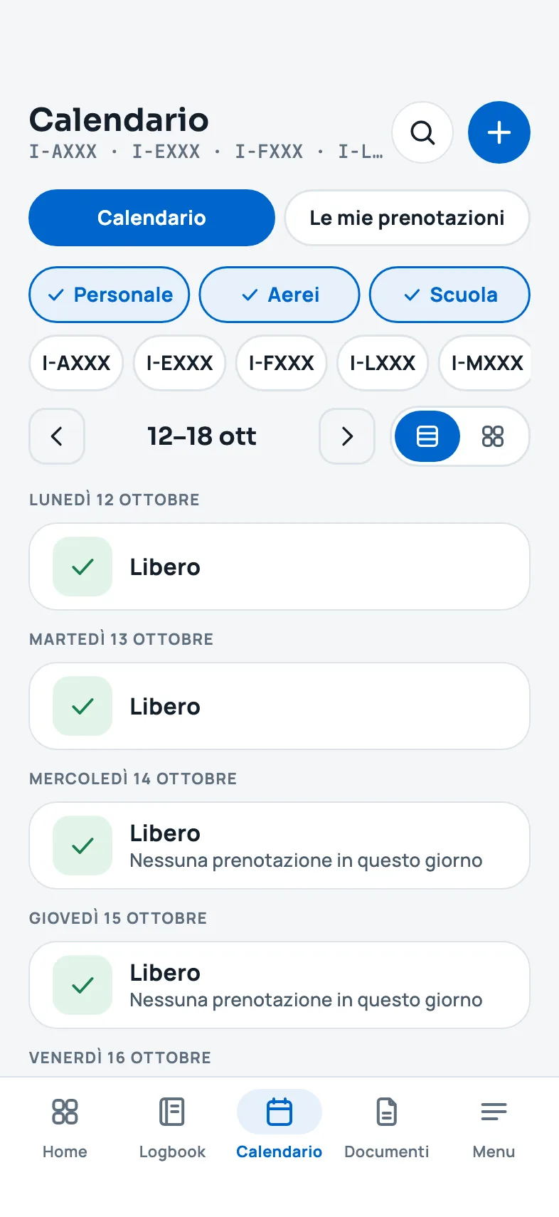 Il calendario della settimana