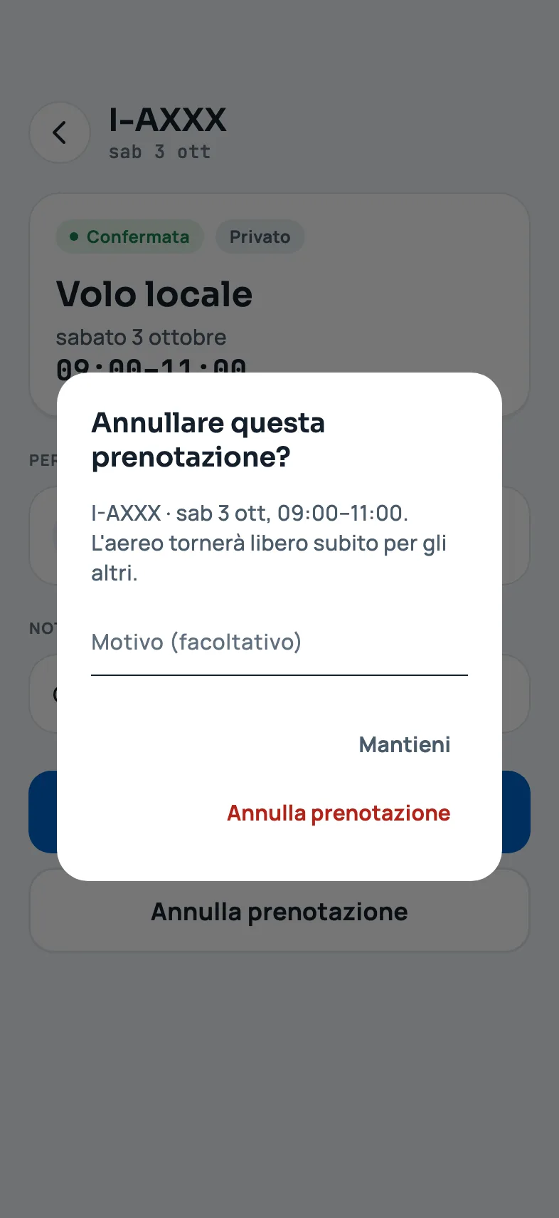 La conferma di annullamento