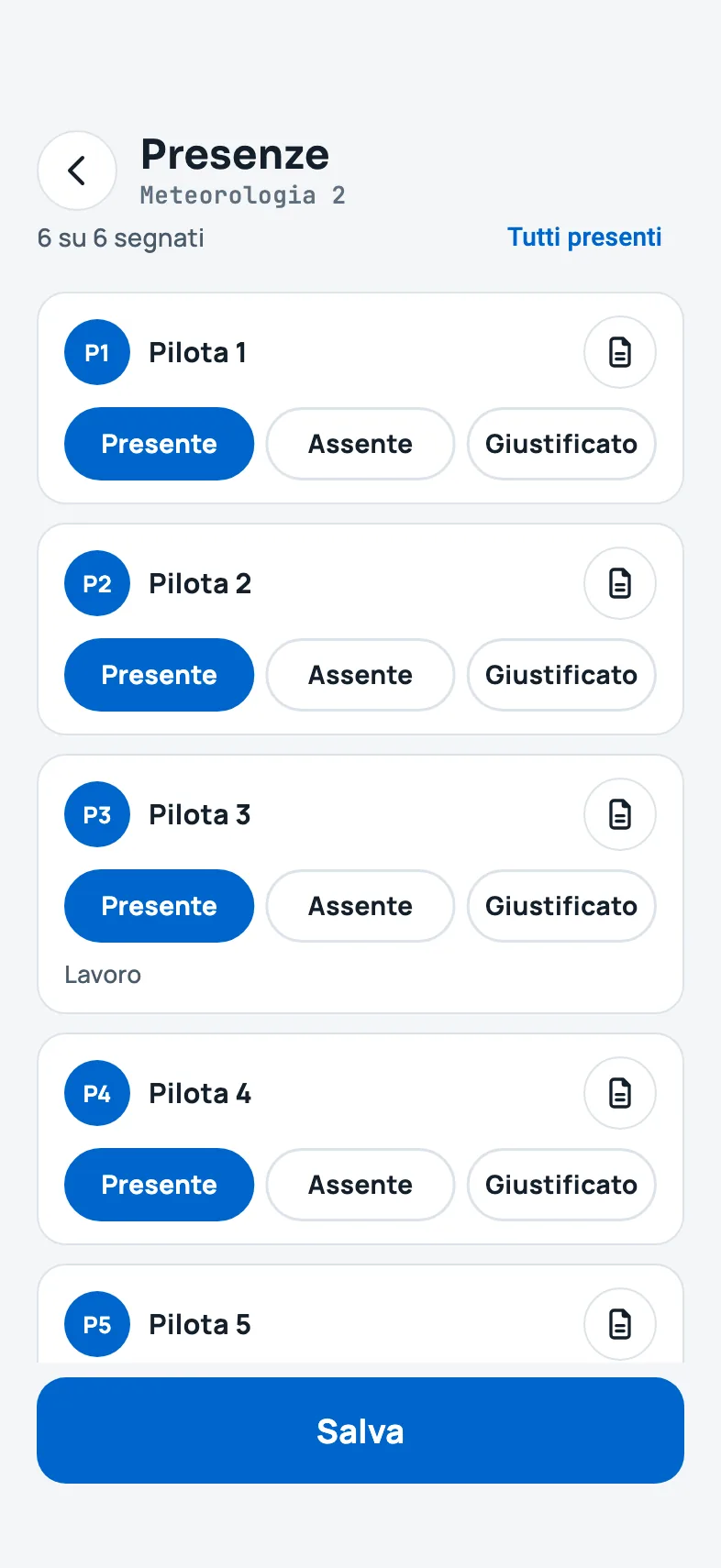 Le presenze di una lezione