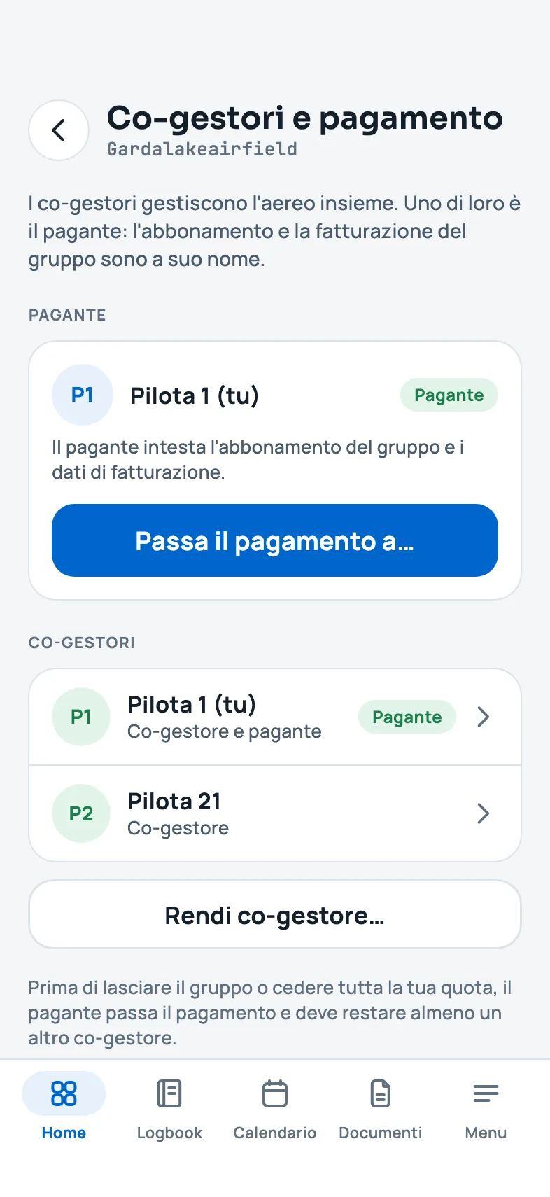 La gestione del gruppo: pagante e co-gestori