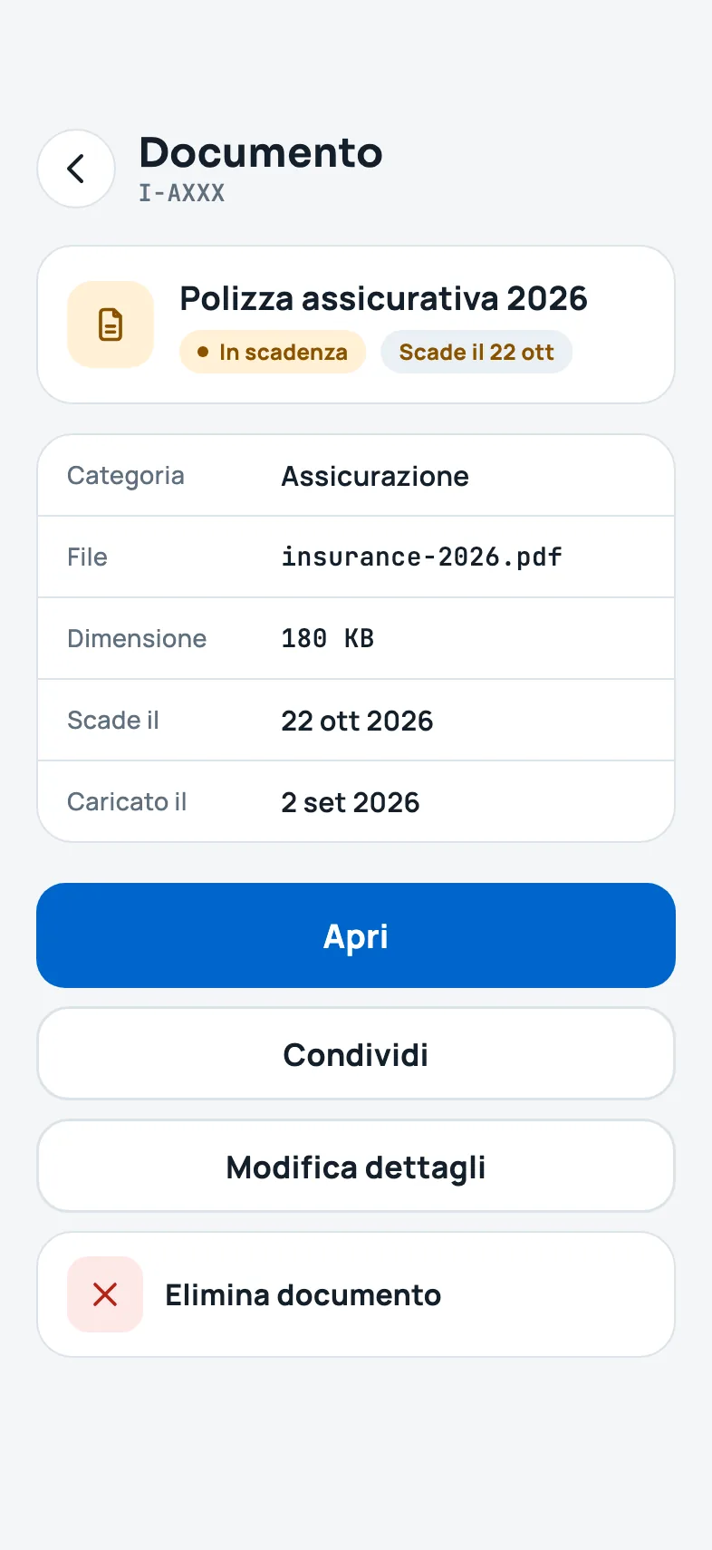 Il dettaglio di un documento