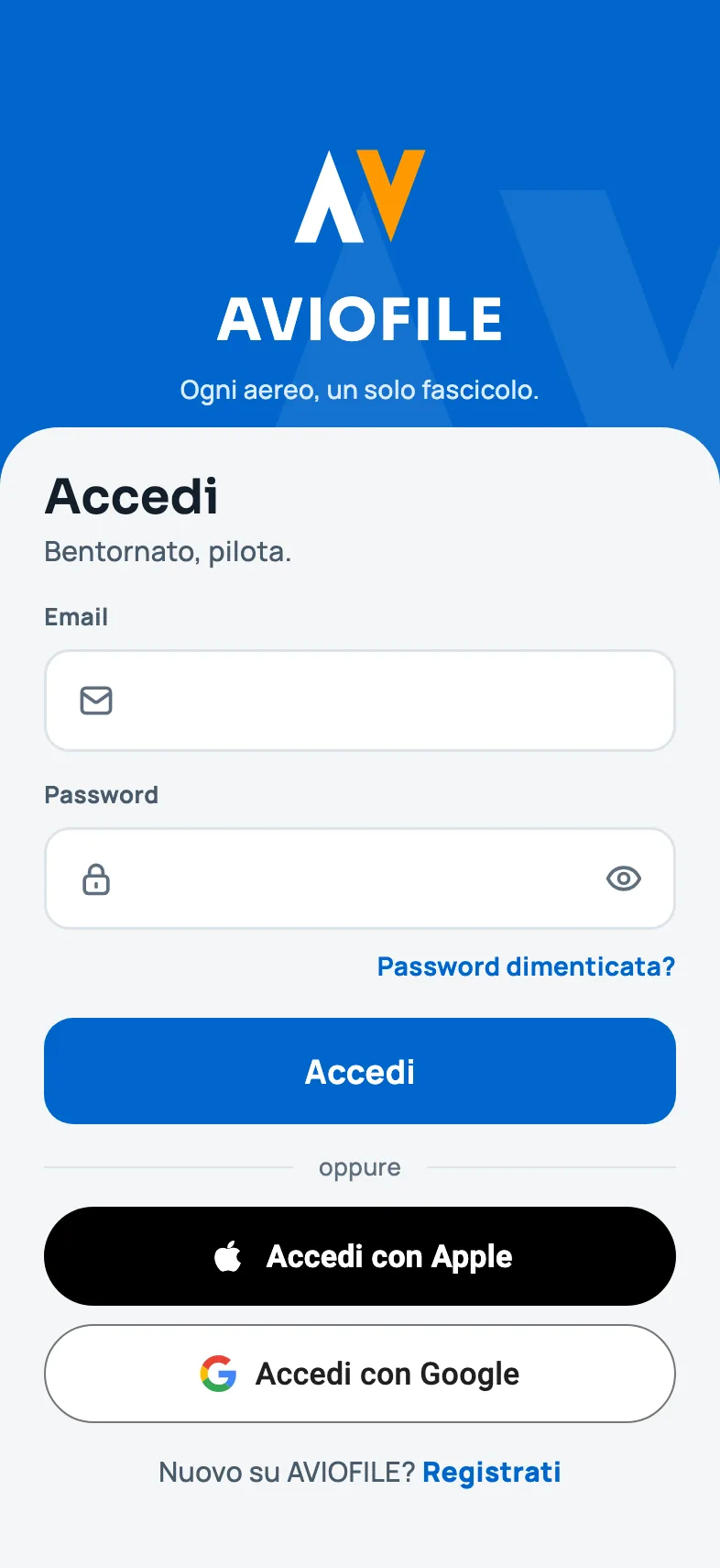 La schermata di accesso