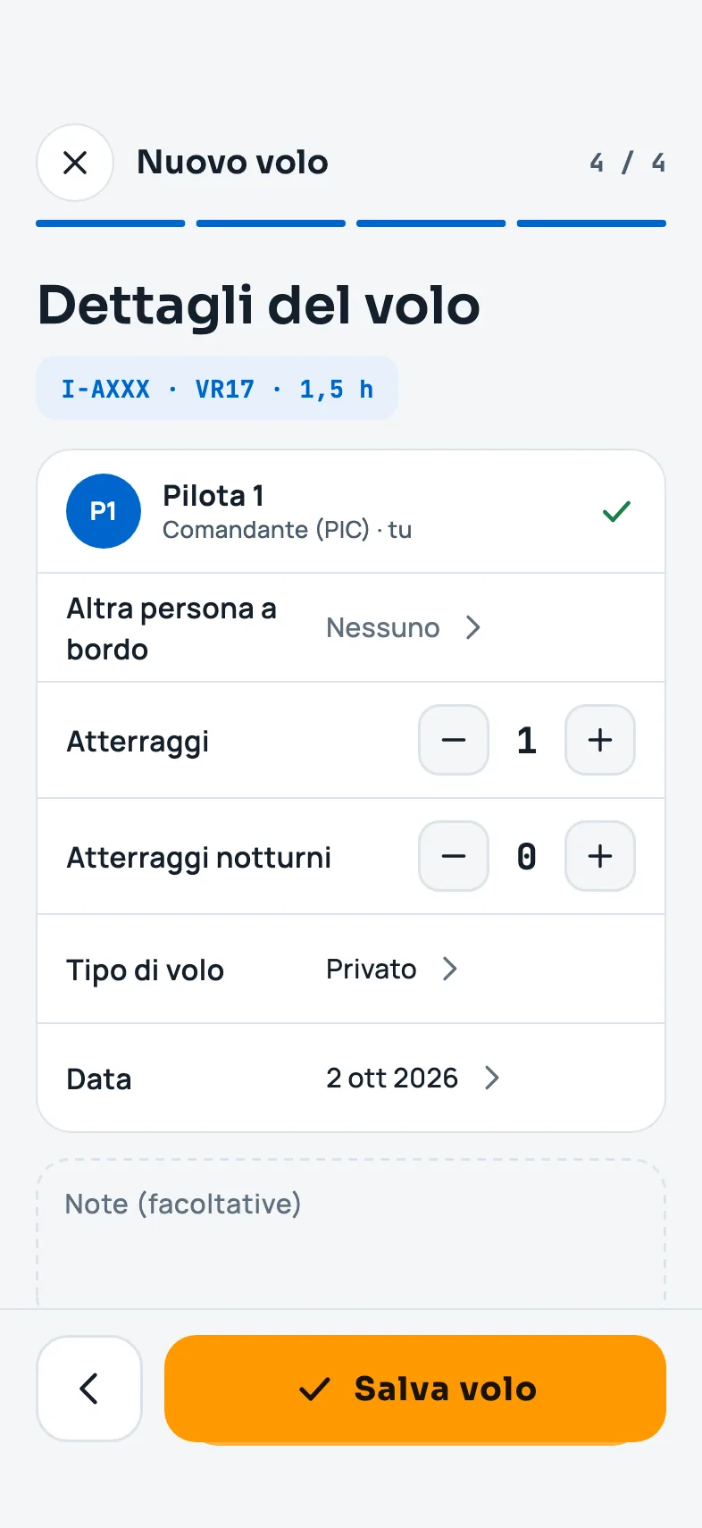 I dettagli del volo