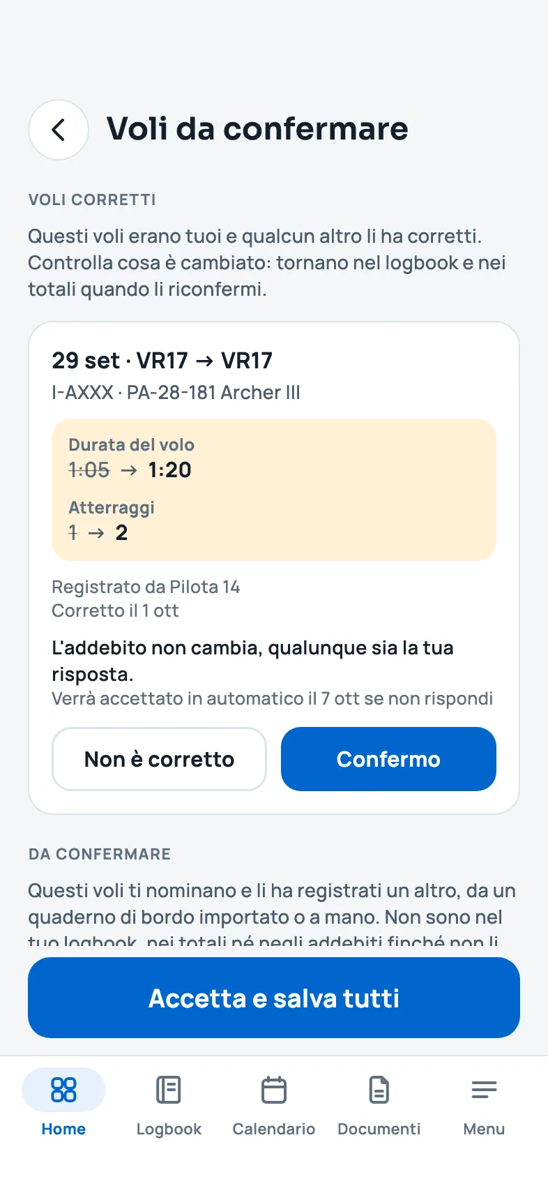 I voli da confermare