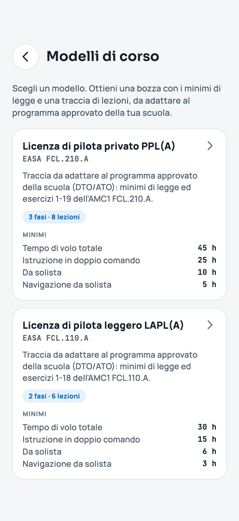 La scelta di un modello di corso