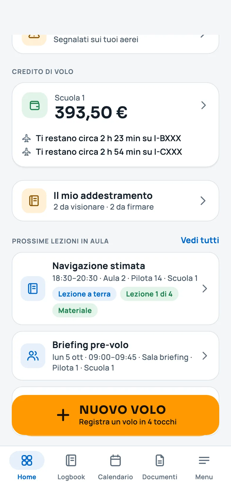 La carta Credito di volo nella Home