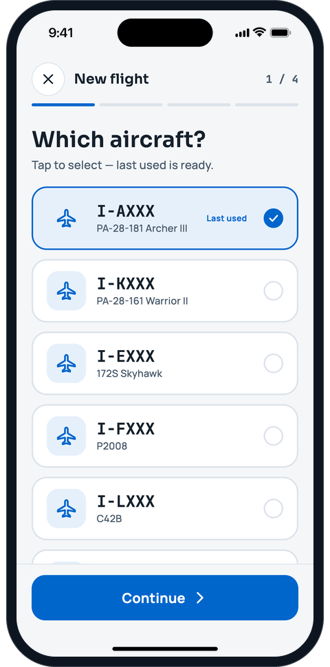 New flight, step 1: choose the aircraft