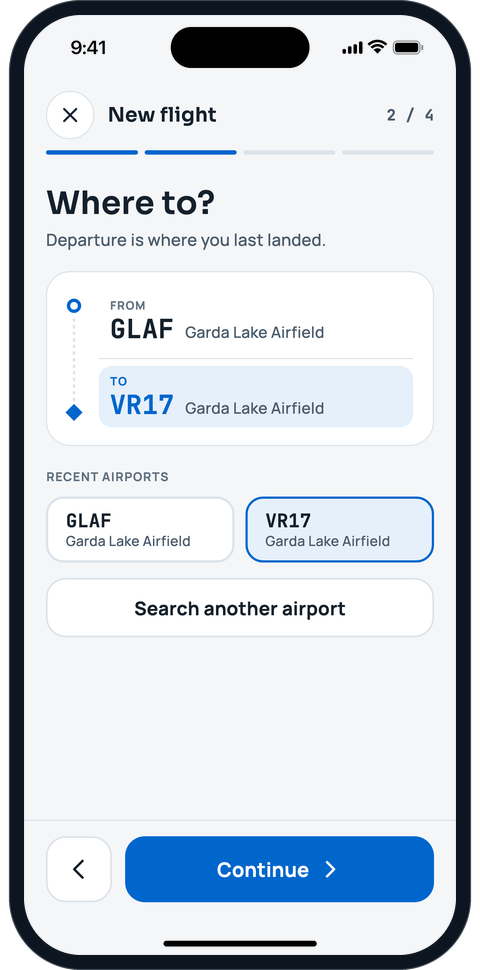 New flight, step 2: choose the arrival airport