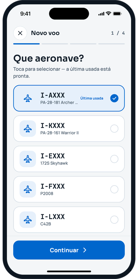 Novo voo, passo 1: escolher a aeronave